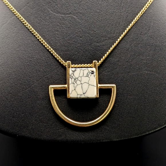 Jewelry - Minimalist Long Gold And Marble Necklace